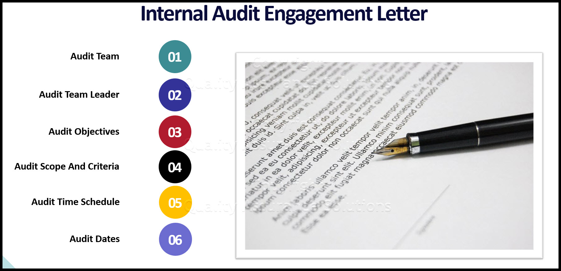 The internal audit engagement letter will be issued to you by your Registrar prior to your audit. Use this type of letter for internal quality audits. 