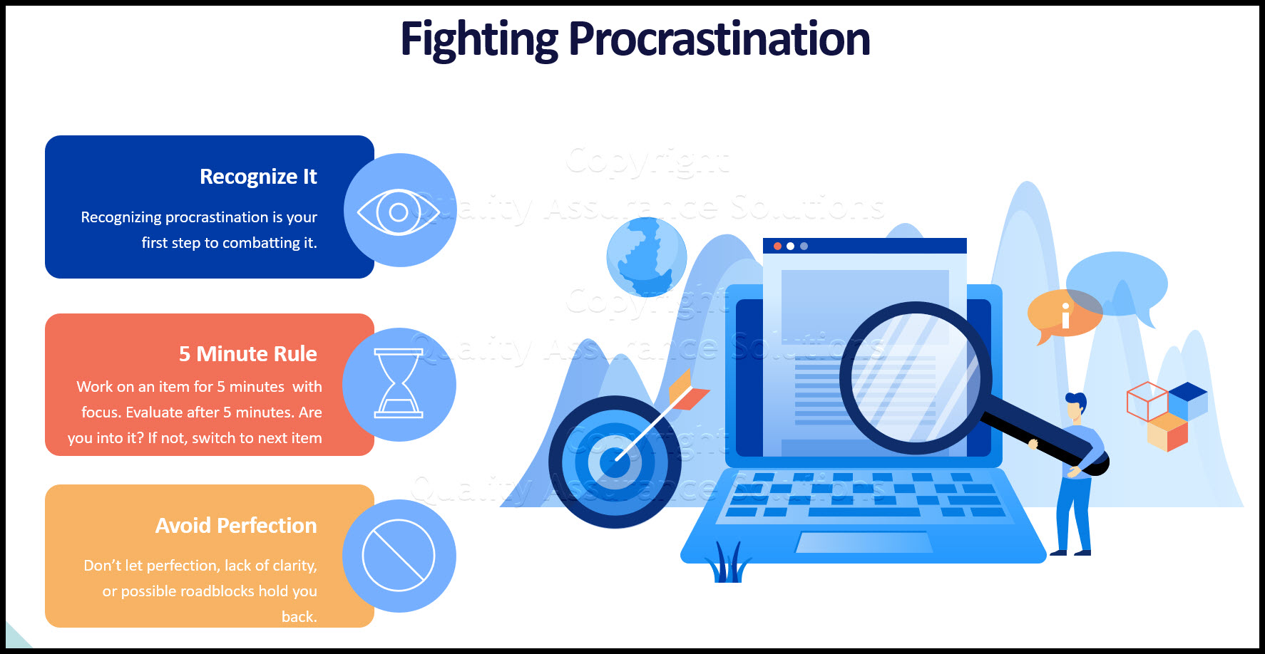 Overcoming procrastination at workplace, discover the 5 minute rule. 