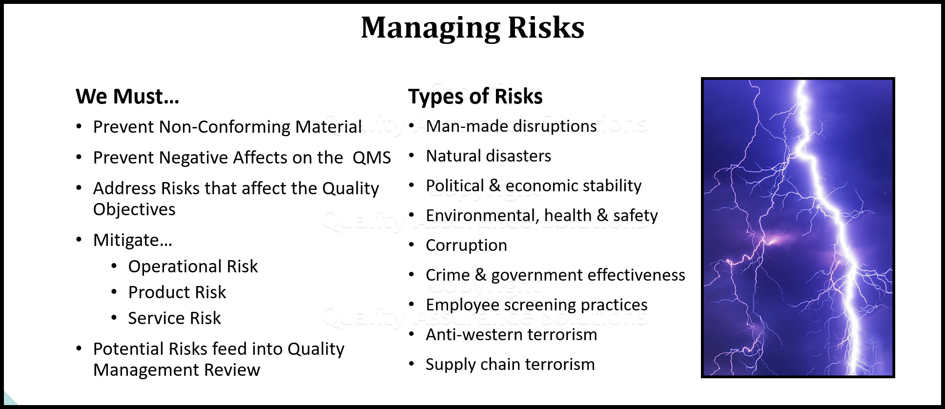 risk management plan sample business slide