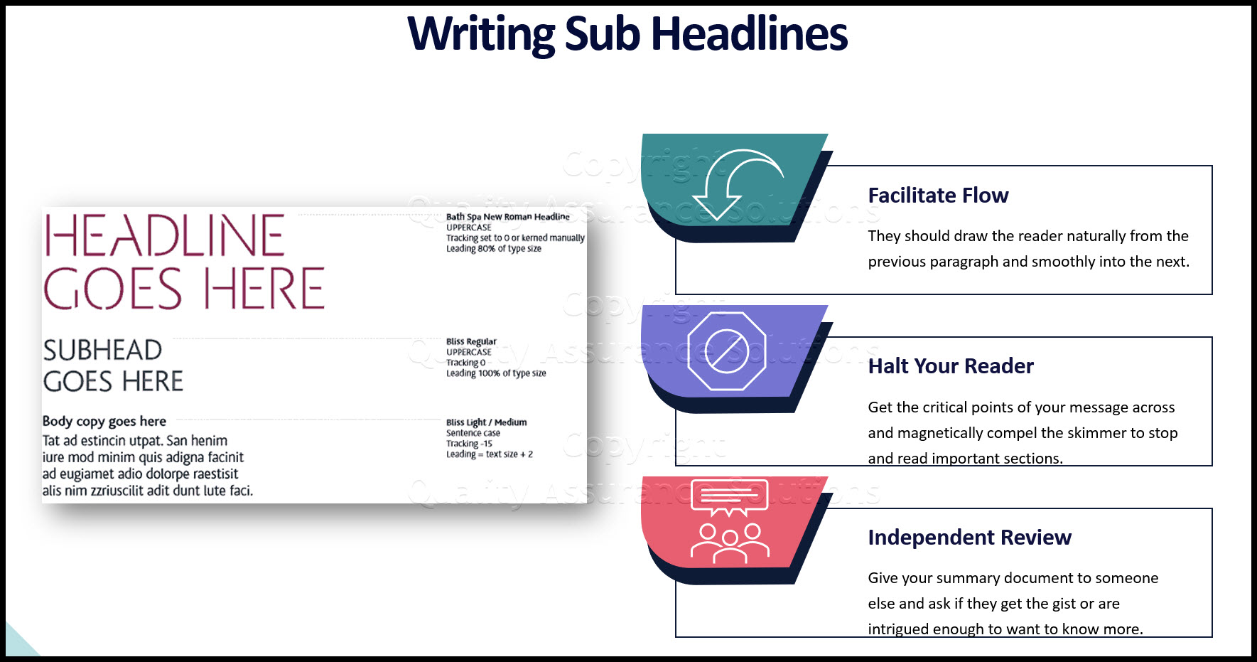 writing subheads business slide