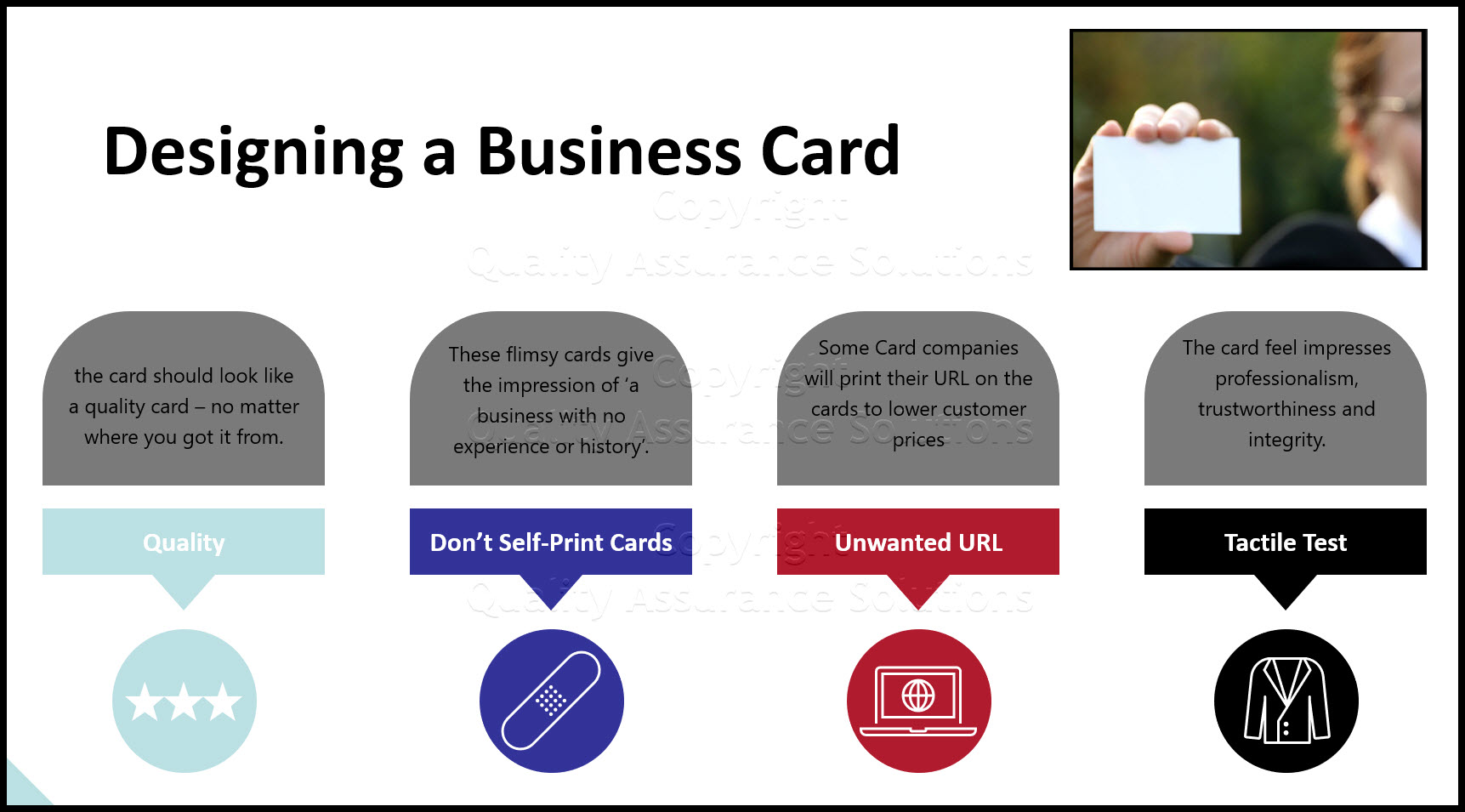 Discover good and bad business card idea and how it relates to Self Marketing. Does the quality of the card affect how people see you?