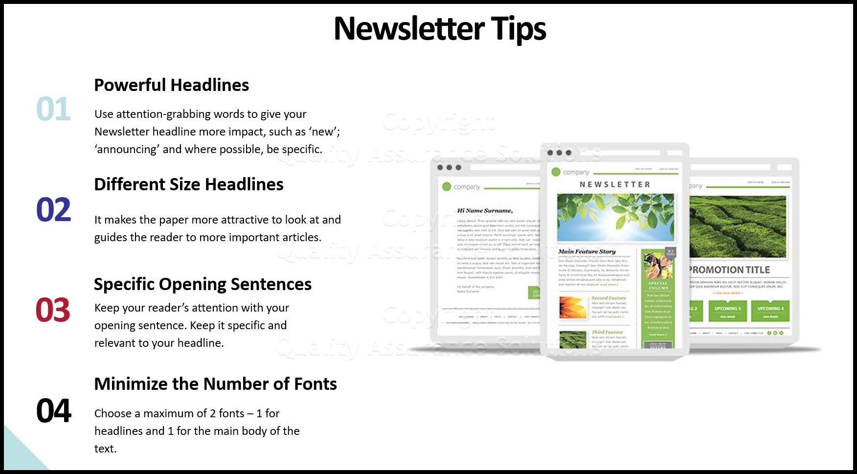 how to make a newsletter business slide