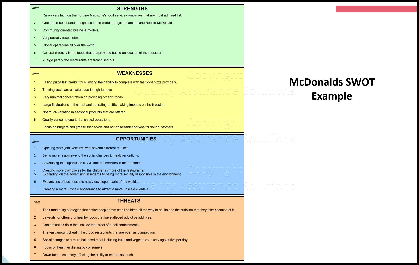 mcdonalds swot business slide